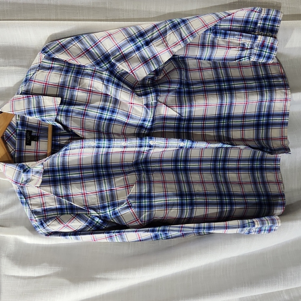 Talbots Plaid Button Down Shirt, L Petite